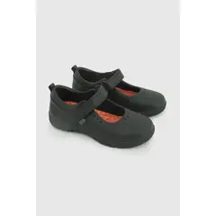 COLLOKY - Zapato Escolar Negro con Velcro y Plantilla de Cuero con Memory Foam