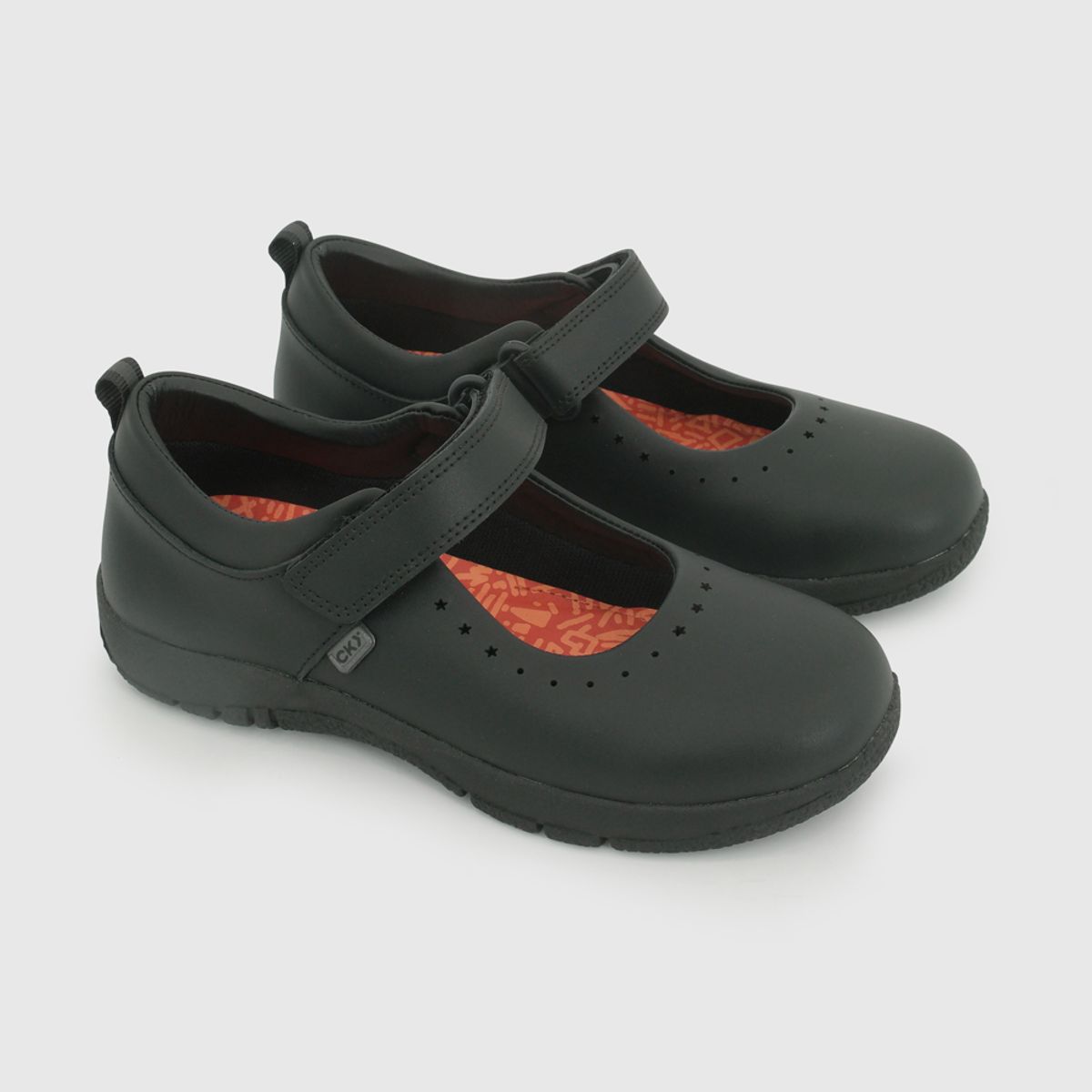 COLLOKY - Zapato Escolar Negro con Velcro y Plantilla de Cuero con Memory Foam