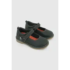 COLLOKY - Zapato Escolar Negro con Velcro y Plantilla de Cuero con Memory Foam