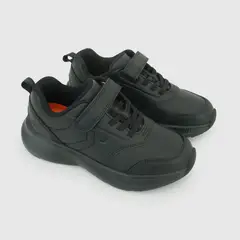 COLLOKY - Zapato Escolar de Niño Negro con Velcro y Cordón Elástico en tallas 23 a 29 para niños de 2 a 5 años