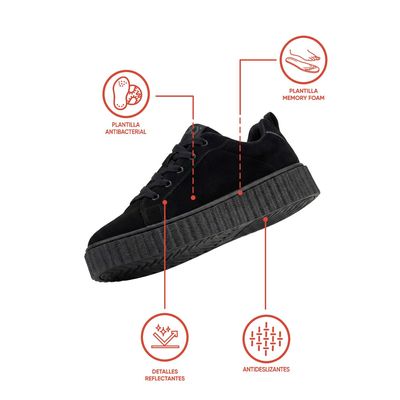 Imagen 2 del producto Zapatilla Escolar Negra con Cordones y Suela Antideslizante