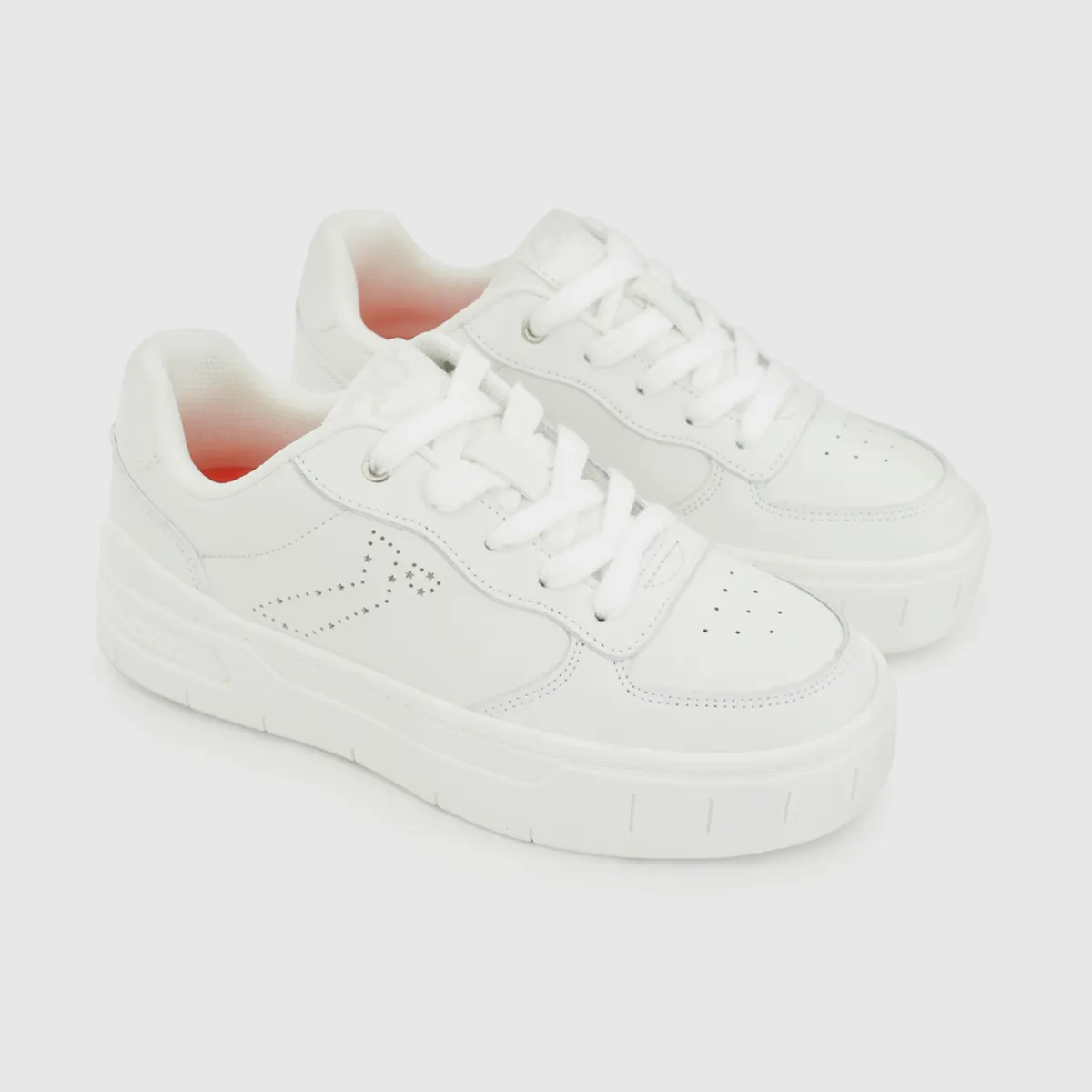 COLLOKY - Zapatilla Escolar Blanca con Cordones y Plataforma