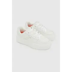 COLLOKY - Zapatilla Escolar Blanca con Cordones y Plataforma