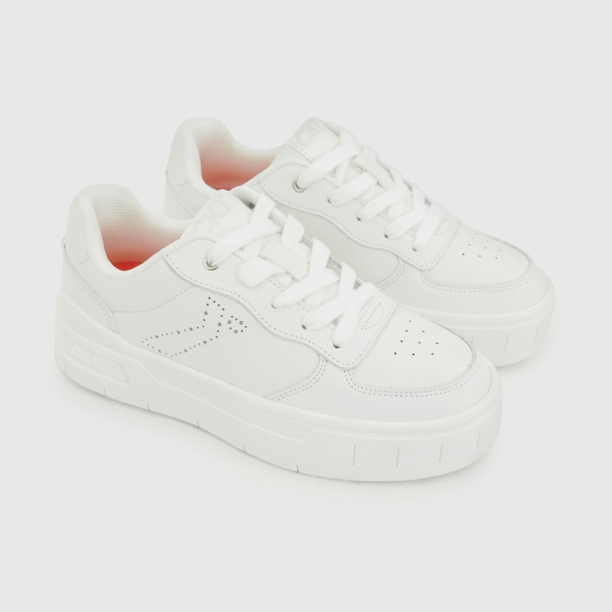 COLLOKY - Zapatilla Escolar Blanca con Cordones y Plataforma