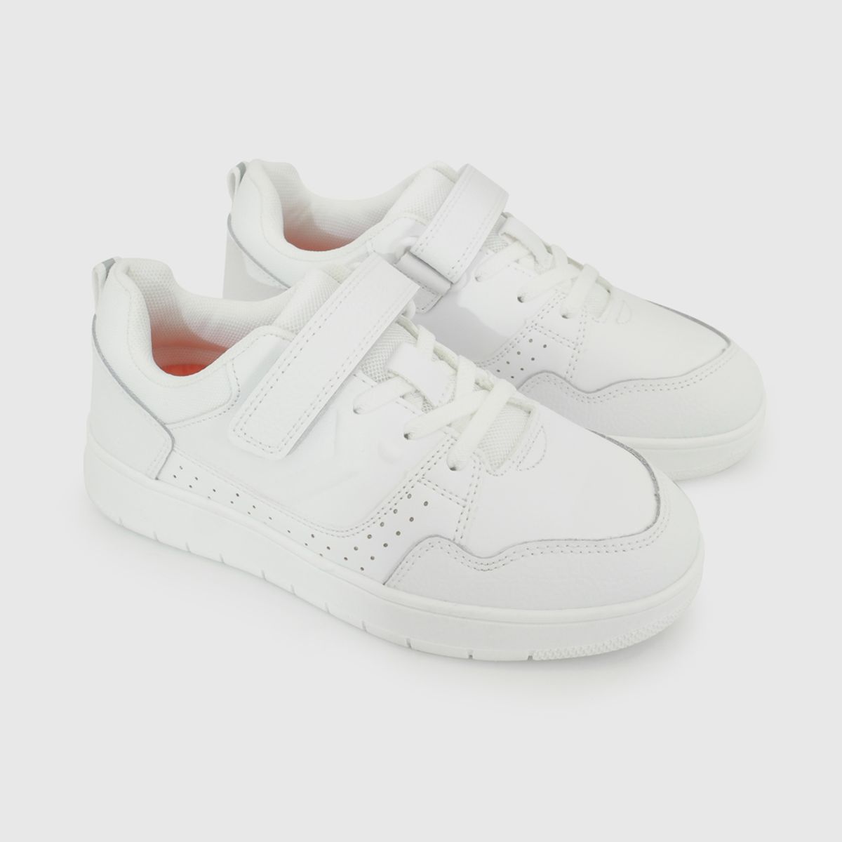 COLLOKY - Zapatilla Escolar Blanca con Velcro Elástico y Memory Foam