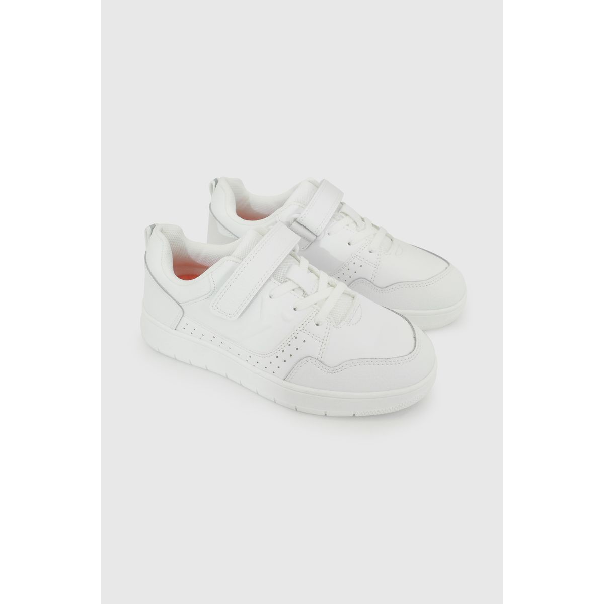 COLLOKY - Zapatilla Escolar Blanca con Velcro Elástico y Memory Foam