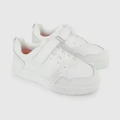 COLLOKY - Zapatilla Escolar de Unisex Blanco con Velcro y Cordón Elástico