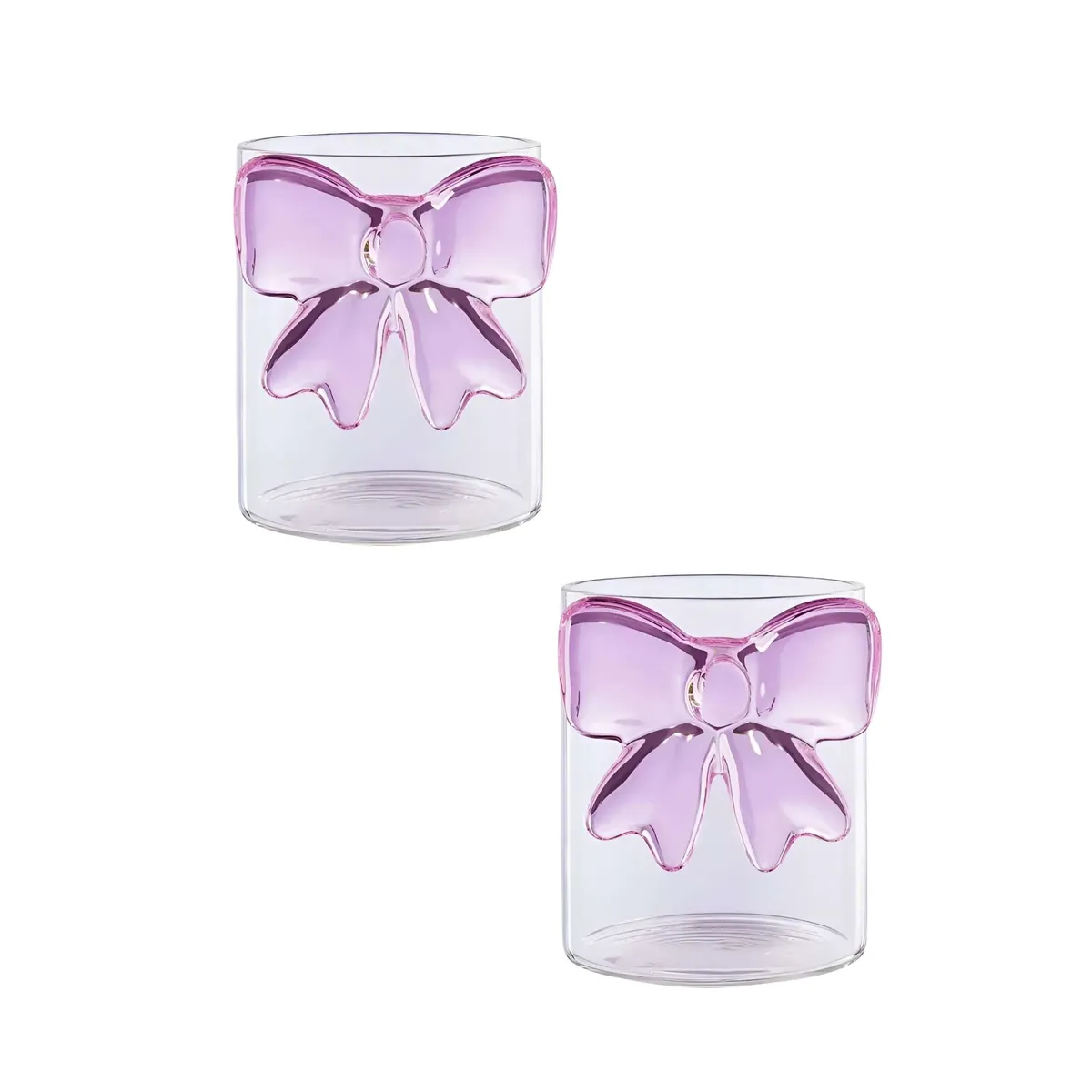 GENERICO - Pack de 2 Vasos de Cristal con Lazo