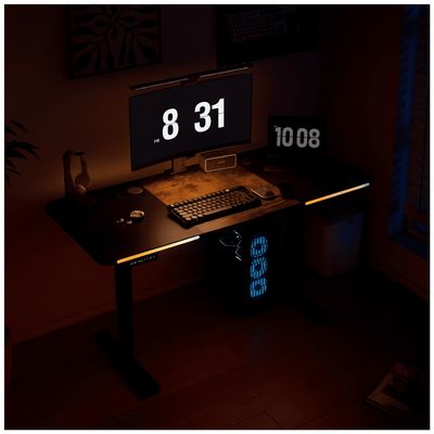 Imagen 2 del producto Escritorio Gamer Con Luz Led Altura Ajustable 140x60cm 18mm