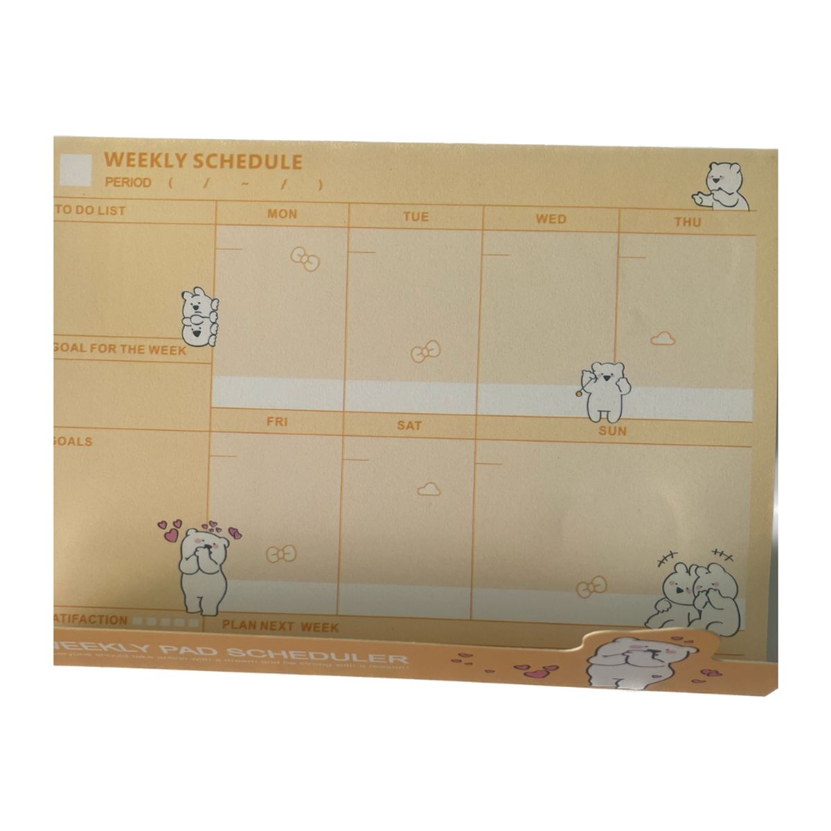 GENERICO - ️Planificador semanal Planer 60 hjs osito Kawaii Amarillo