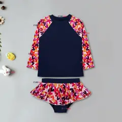 JUMP KIDS - Traje De Baño Manga Larga Estilo Tankini Con Falda Niña 2 a 7 años Happy Hearts