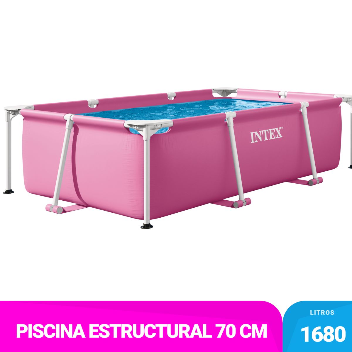 INTEX - Piscina Estructural Rectangular INTEX 220 x 150 x 60 cm, 1.662L Rosada