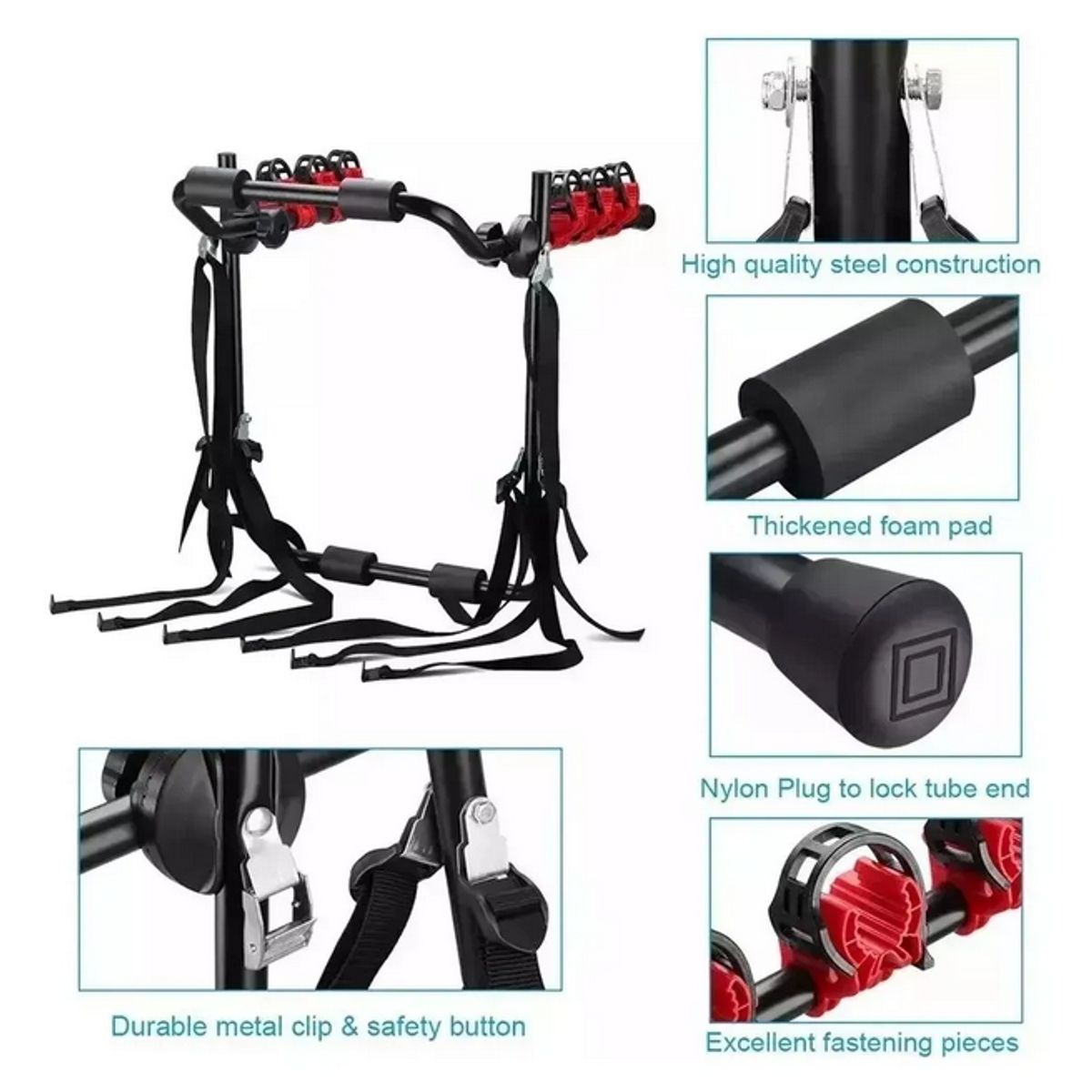 GENERICO - Porta Bicicletas Para Automóvil Y Suv Engache 3 Piezas Negro