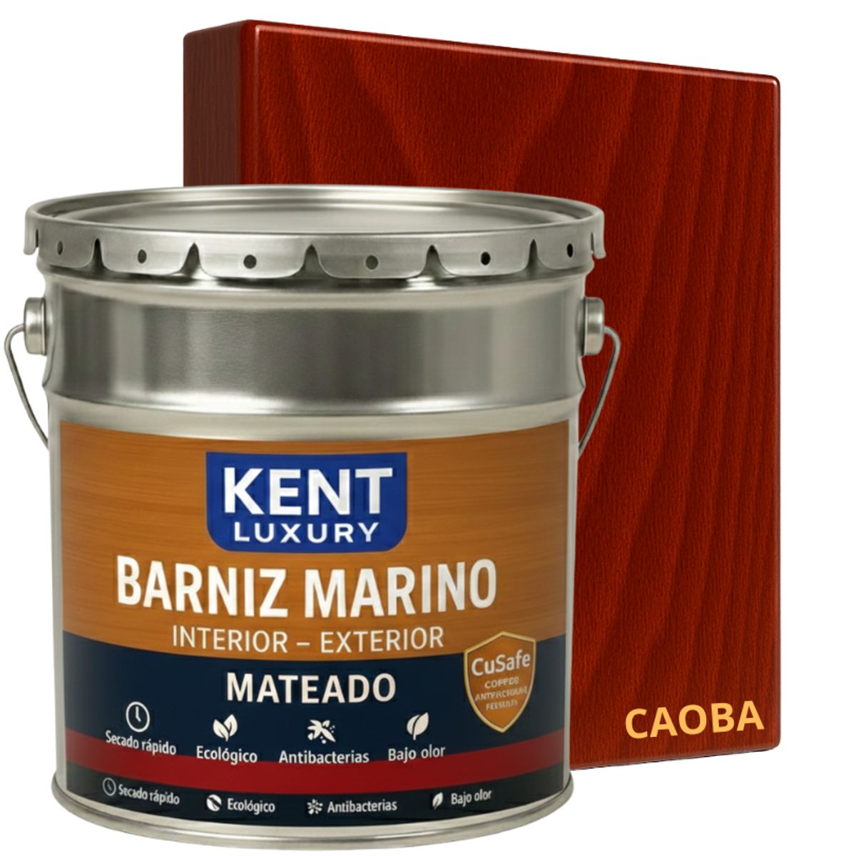 KENT - BARNIZ MARINO MATEADO - ANTI TERMITAS - TINETA 4G - CAOBA
