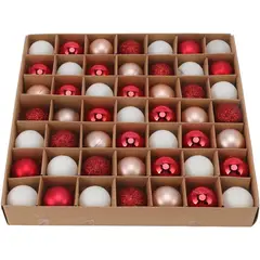 GENERICO - SET de 49 mini esferas ROJO BLANCO 3cm para árbol navideño
