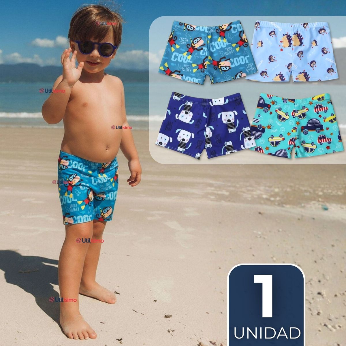 JUMP KIDS - Short De Playa Para Niños Traje De Baño Pantalón Corto Diseños Surtidos