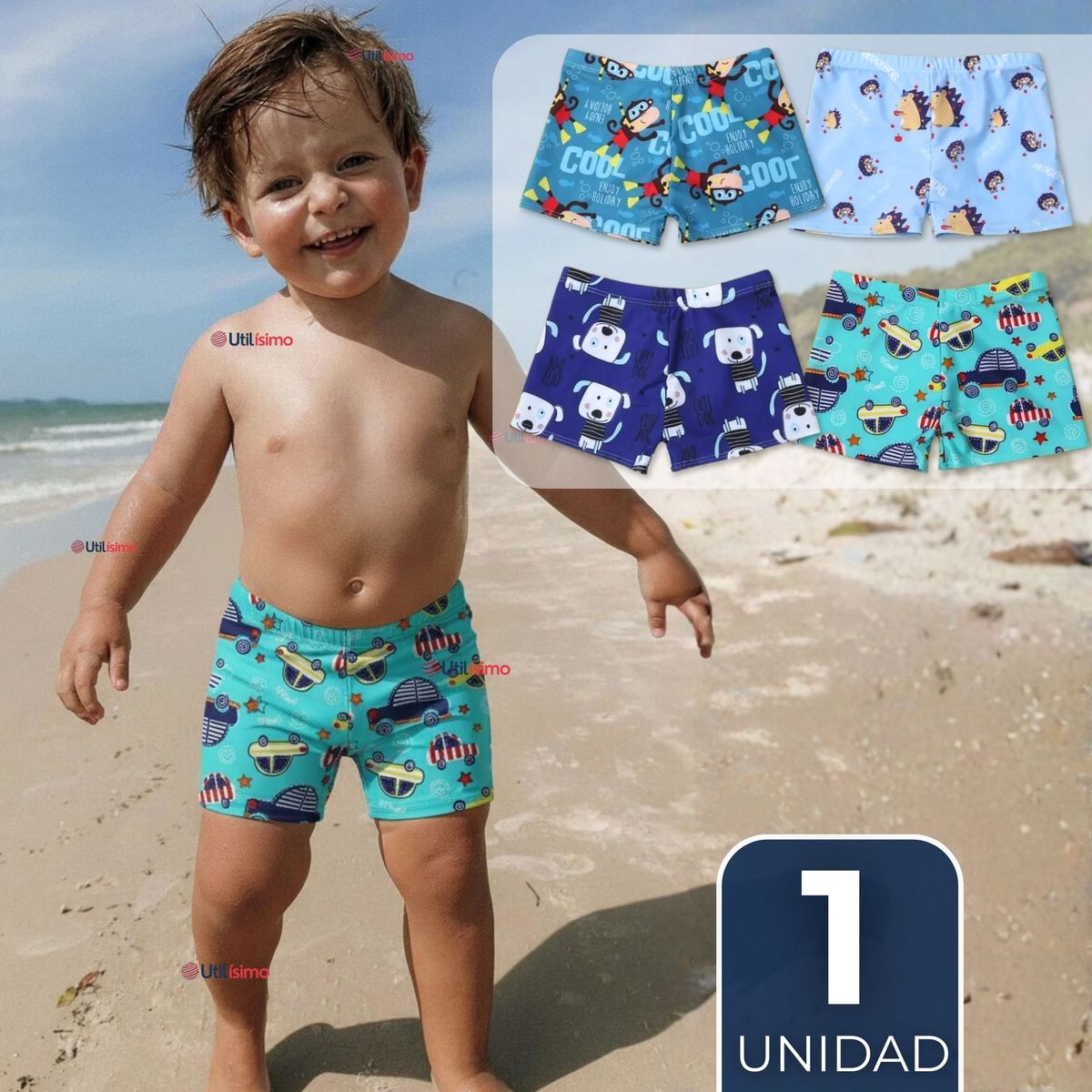 JUMP KIDS - Short De Playa Para Niños Traje De Baño Pantalón Corto Diseños Surtidos