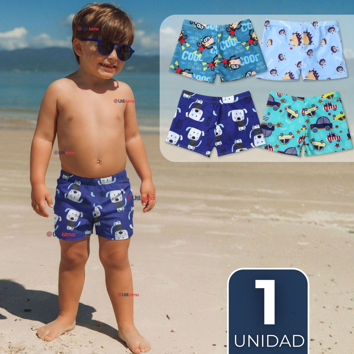 JUMP KIDS - Short De Playa Para Niños Traje De Baño Pantalón Corto Diseños Surtidos