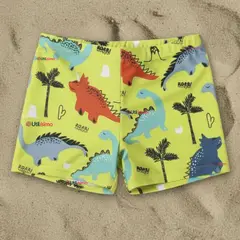 JUMP KIDS - Short De Playa Para Niños Traje De Baño Pantalón Corto Amarillo Dinosaurios