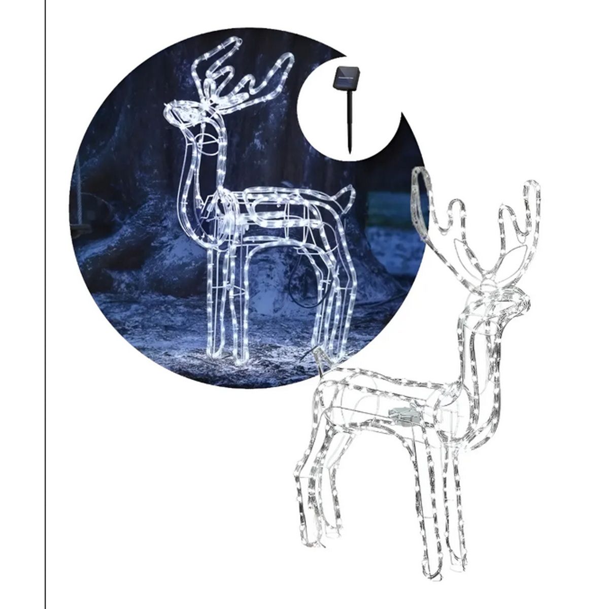 GENERICO - Reno Navidad Blanco Reno Luces Led Solar