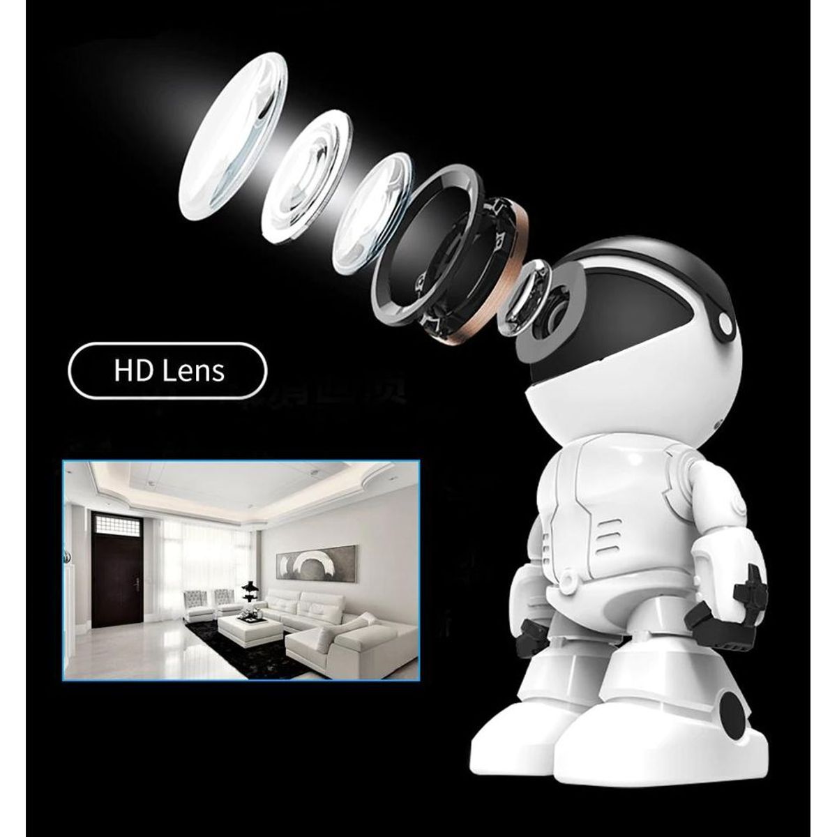 GENERICO - Cámara de seguridad IP con forma de robot para el hogar
