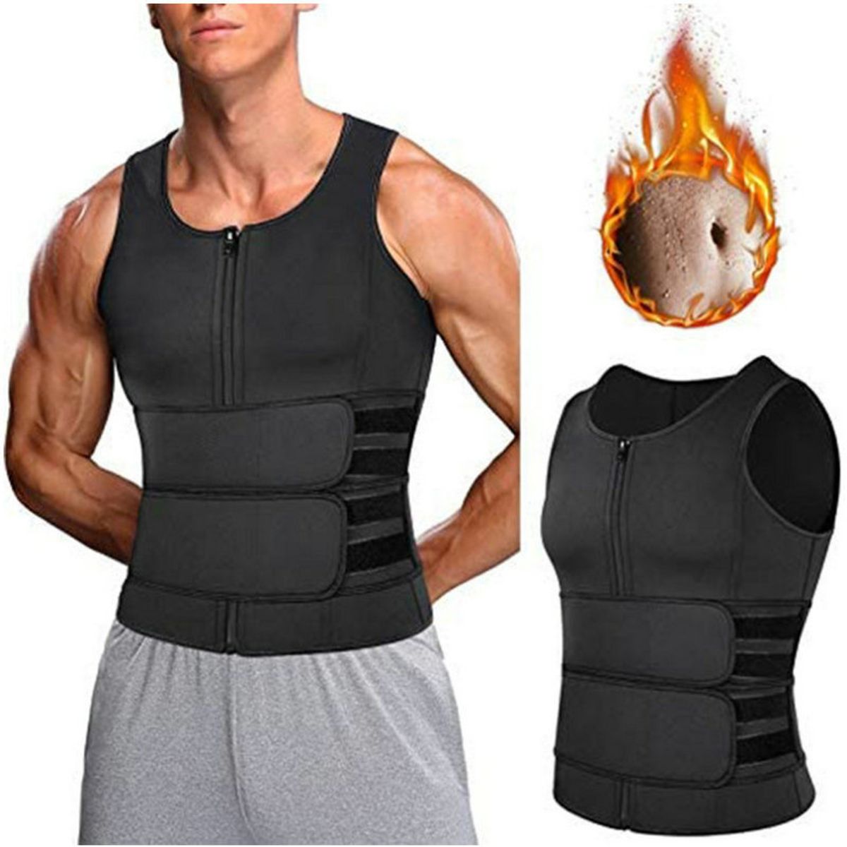 ATURE - Chaleco Deportivo De Abdominoplastia Para Hombre Botonadura