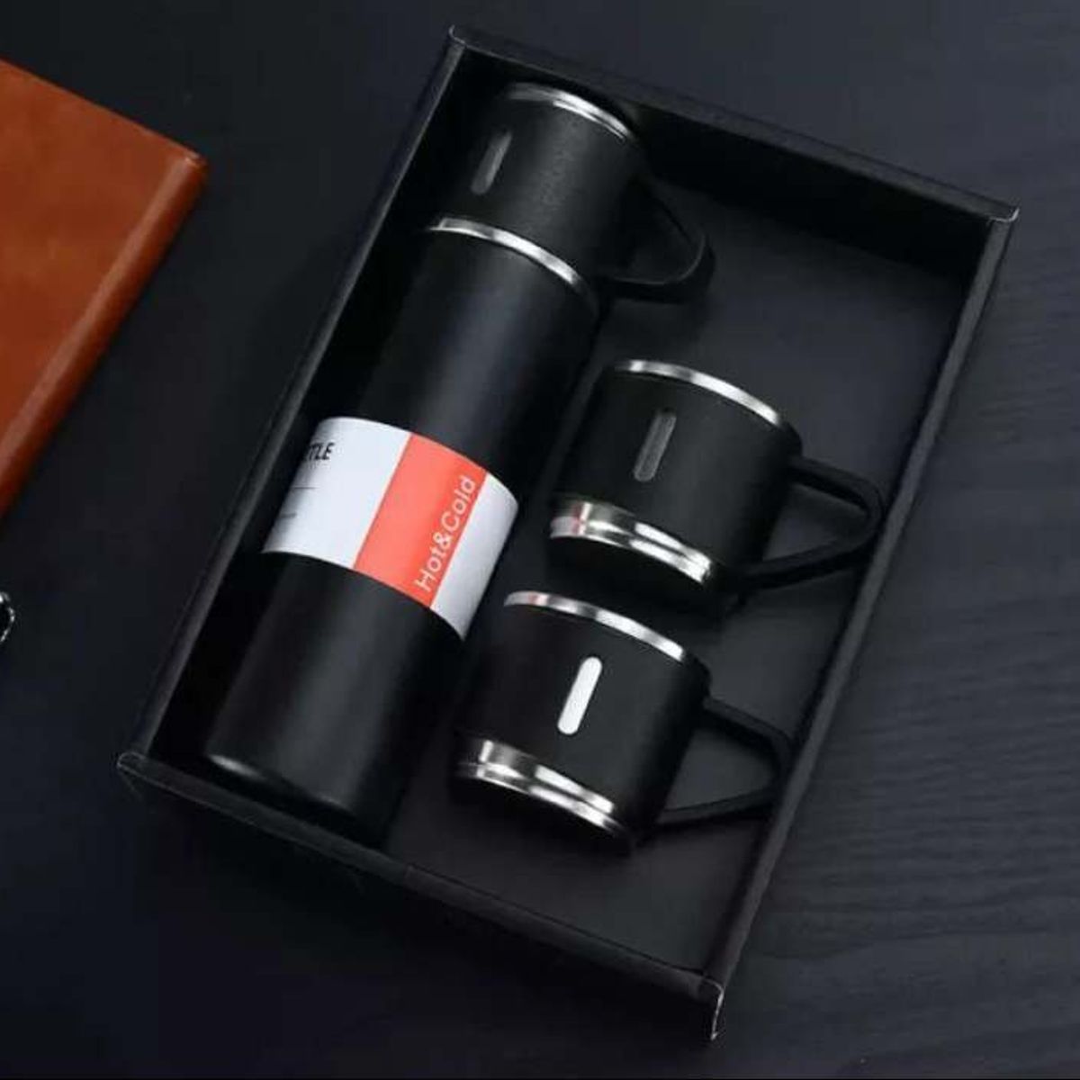 GENERICO - Set termo térmico acero Inox 500ml + 3 tazas