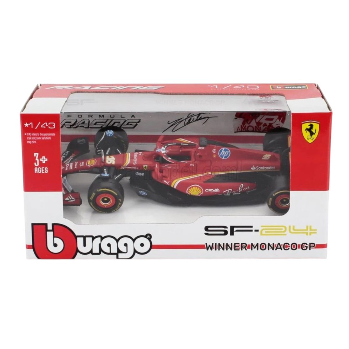 BBURAGO - Auto F1 Ferrari SF-24 GP Monaco Ch Leclerc Caja Normal 1.43
