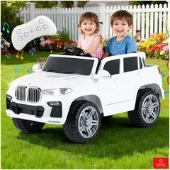 ANIKIDS - Auto Electrico Para Niños Niñas 12v 7ah Control Remoto SUV Blanco