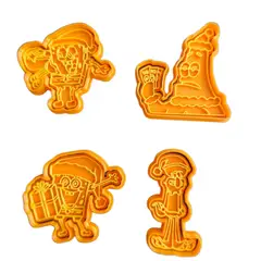 GENERICO - Set 4 Cortadores De Galletas De Navidad Bob Esponja 8 Cm