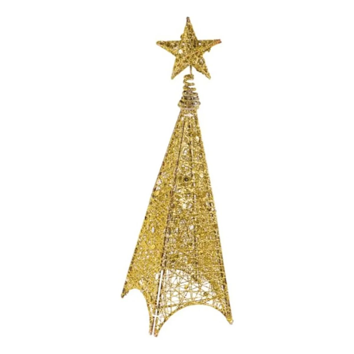 SUPERCENTER - Árbol De Navidad Con Luces Forma De Pirámide Armable 150cm Dorado