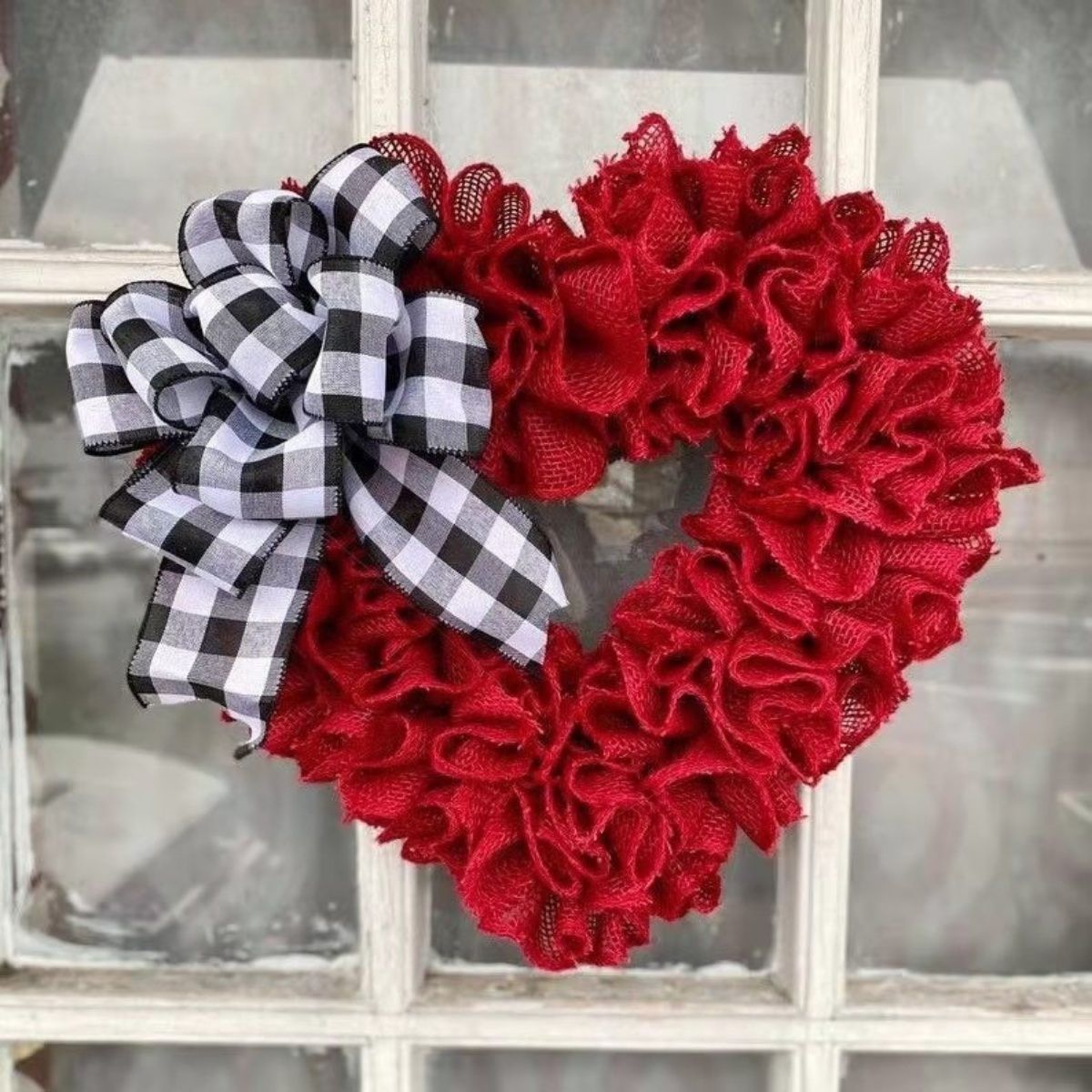 GANGLIAN - Guirnalda Corazón 35cm Roja - Adorno para San Valentín Jardín y Fiestas Nupciales