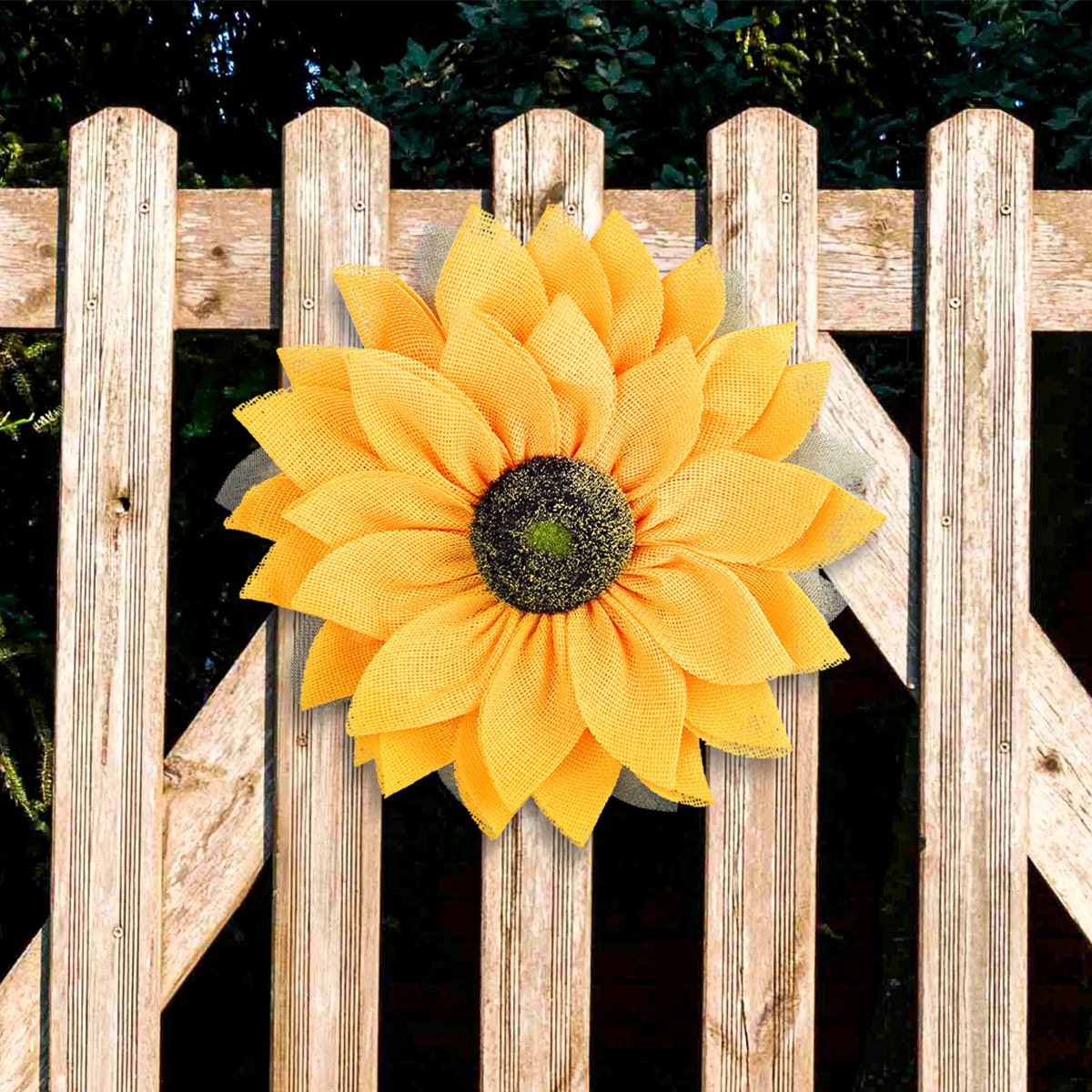 GANGLIAN - Placa Decorativa Sol 42cm con Girasoles - Adorno de Pared y Puerta para Decoración del Hogar