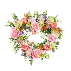 GANGLIAN - Corona Corazón 40cm Rosas Artificiales - Decoración Romántica para Jardín y Puerta