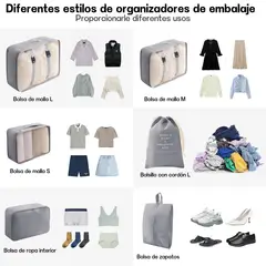 KOKILA - Set 11 Organizadores De Equipaje De Viaje Bolsa Impermeable Gris