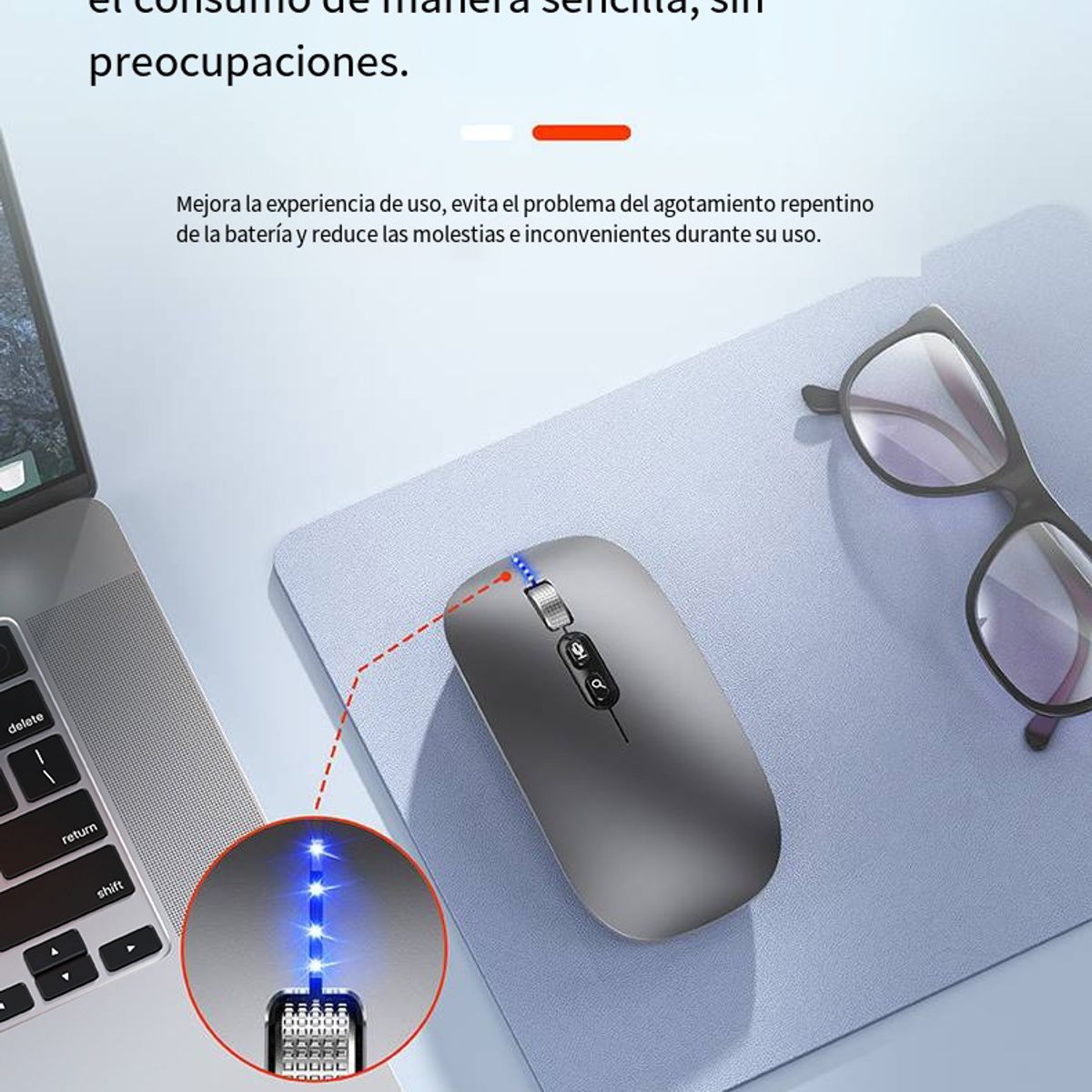 GENERICO - Mouse Ratón Inalámbrico Silencia 24G + Bluetooth Recargable para Mac iPad y Windows