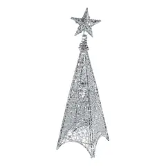 SUPERCENTER - Árbol De Navidad Con Luces Forma De Pirámide Armable 150cm Plateado