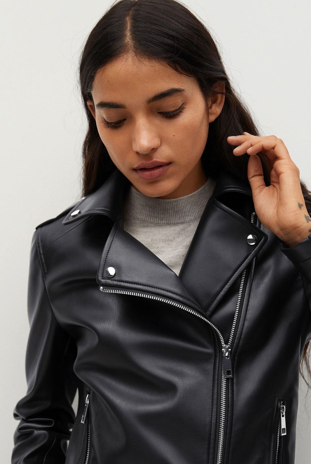 MANGO - Chaqueta Biker Ecocuero Liz Mujer