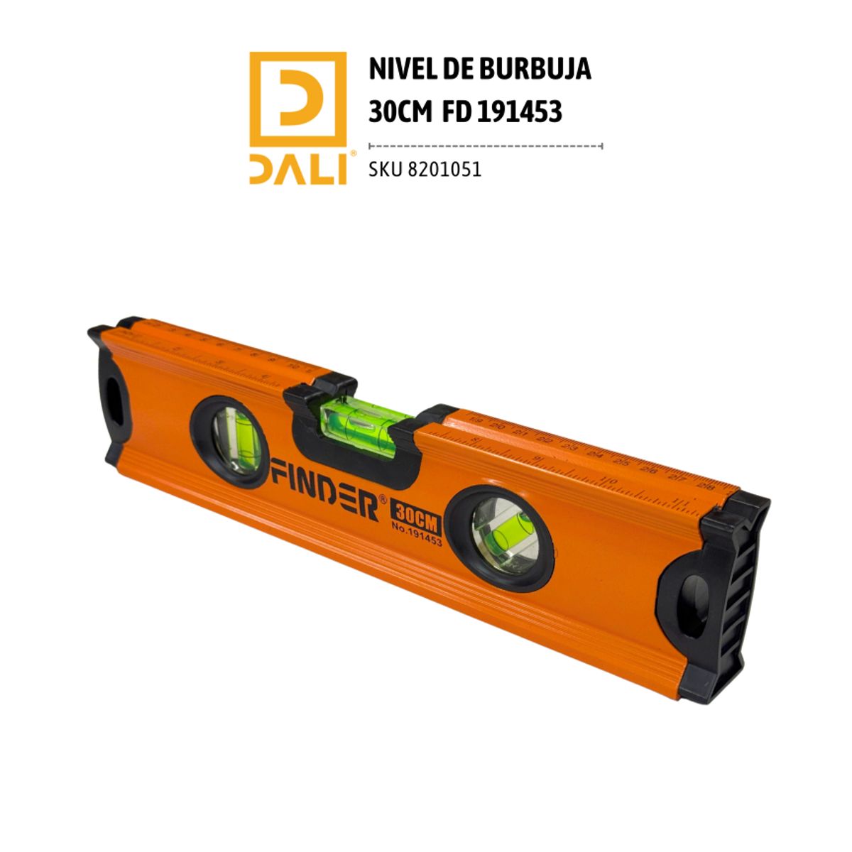 DALI - Nivel de Burbuja 30 cm 191453 – 3 Viales Horizontal, Vertical y 45°