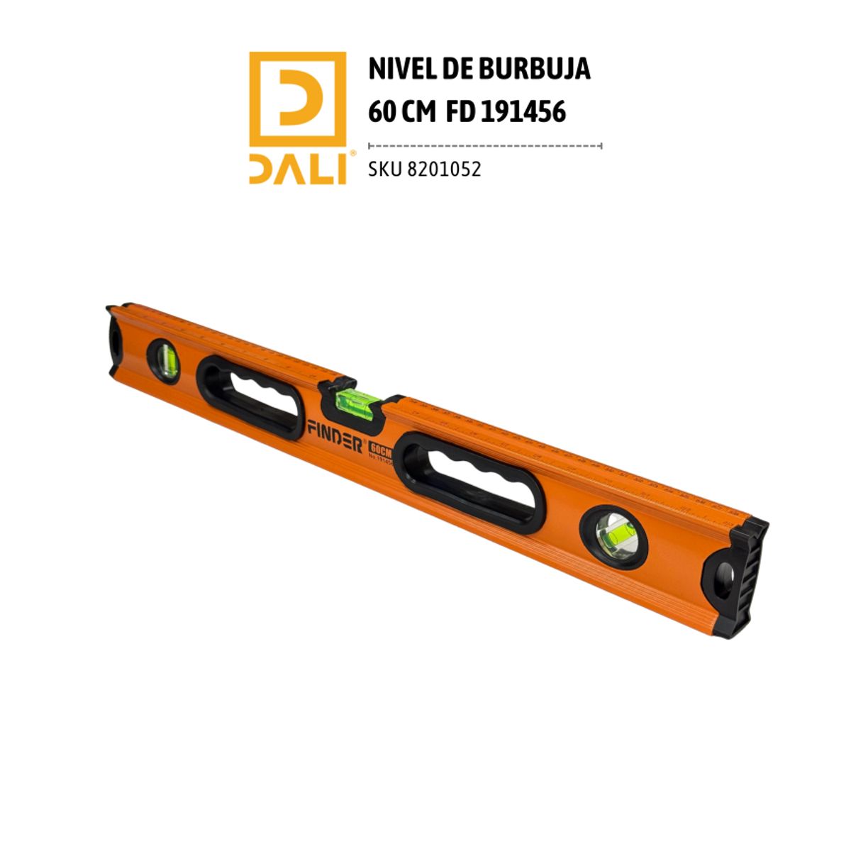 DALI - Nivel de Burbuja 60 cm 191456 – 3 Viales Horizontal, Vertical y 45°