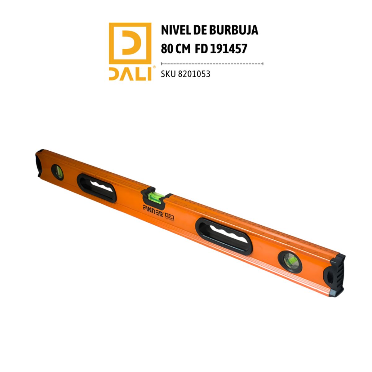 DALI - Nivel de Burbuja 80 cm 191457 – 3 Viales Horizontal, Vertical y 45°