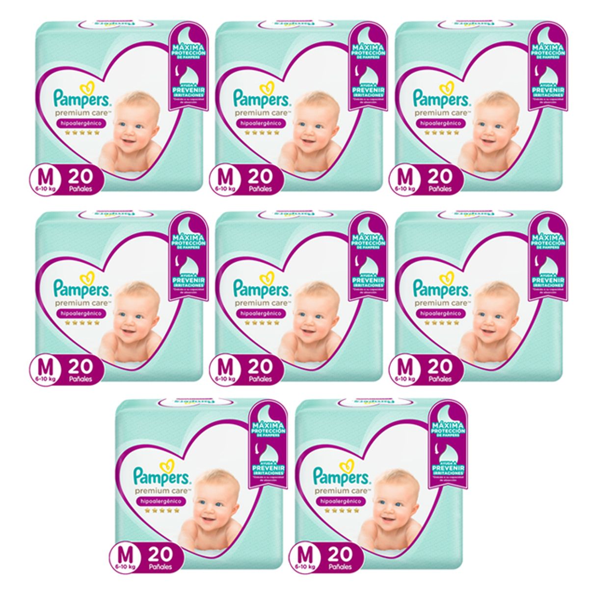 PAMPERS - Pañal Pampers Premium Care X8 M 20 (160 pañales)