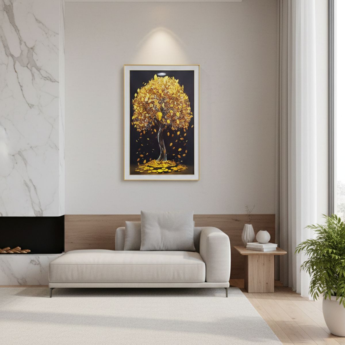 GENERICO - Cuadro con Arbol Dorado de la Prosperidad 60x90cm