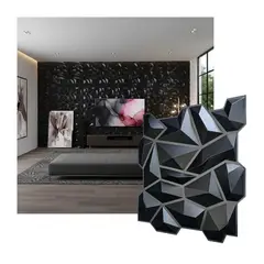 MERCAR RAY - Wall Panel Decorativo 3D Cristal Negro 3.5m² 16 paneles 50 x 50 cm