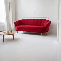 GENERICO - Sofa 3 Cuerpos Petalo Felpa Rojo Pasion