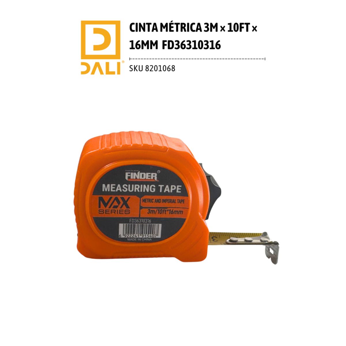 DALI - Cinta Métrica 3 m × 16 mm FD36310316 – Robusta y Precisa