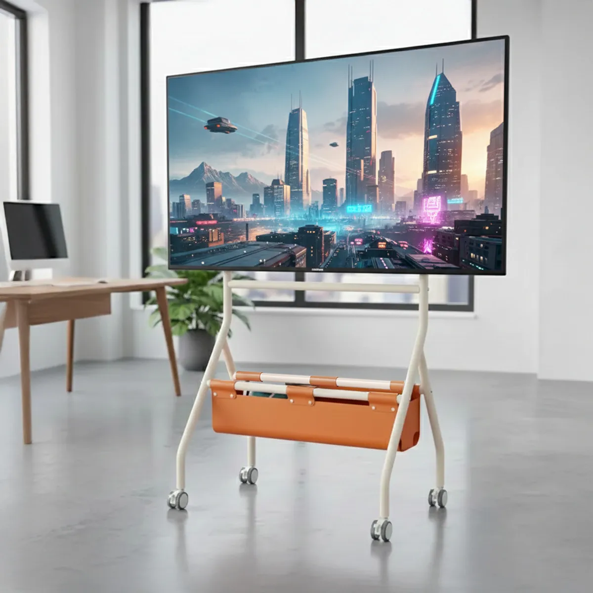 HOMEBRANDT - Soporte Tv Pedestal Rack Movil Con Ruedas 32 A 75 Vesa