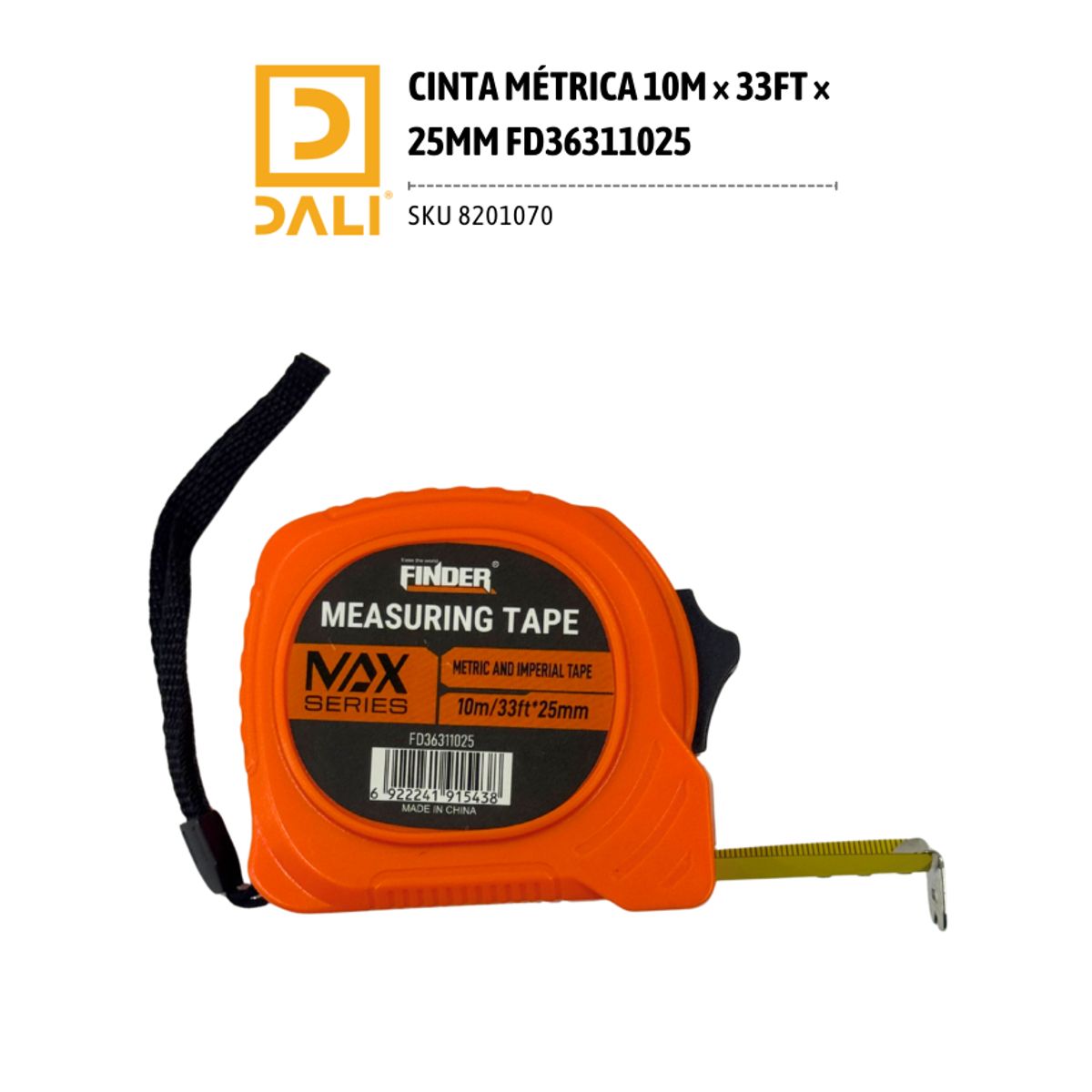 DALI - Cinta Métrica 10 m × 25 mm FD36311025 – Profesional y Precisa