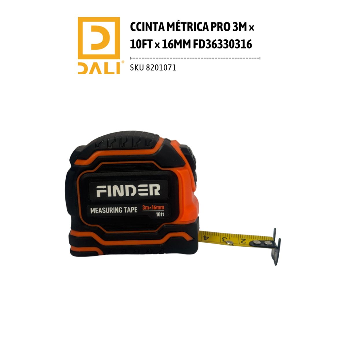 DALI - Cinta Métrica Pro 3 m × 16 mm FD36330316 – Compacta y Precisa