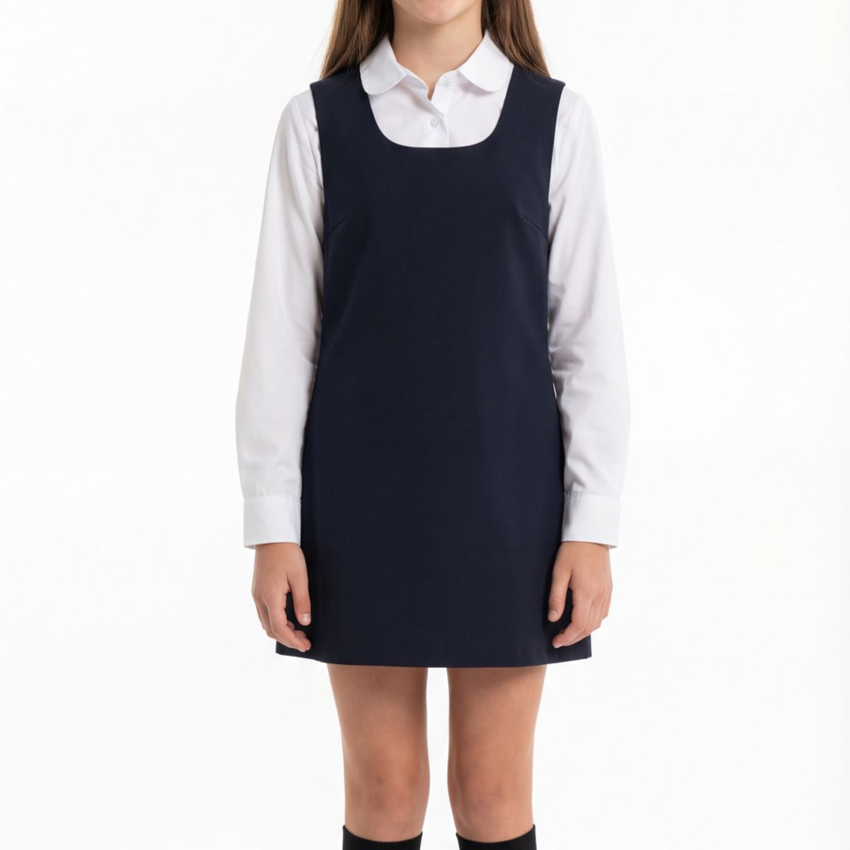 COLLOKY - Jumper Escolar de niña Azul con Tela Elasticada y Cierre Ajustado
